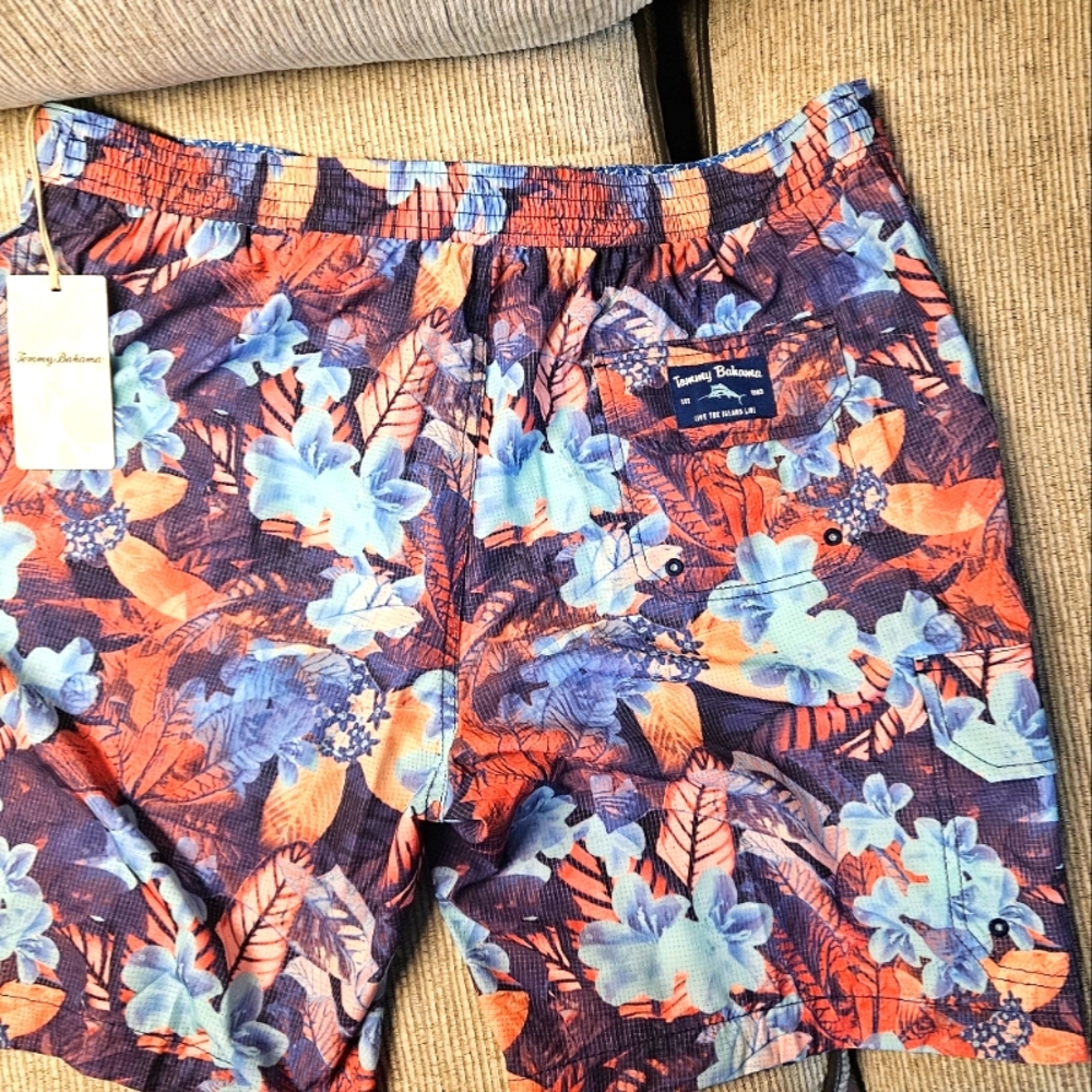 Tommy Bahama Orange & Blue Floral Men’s Swim Trunks